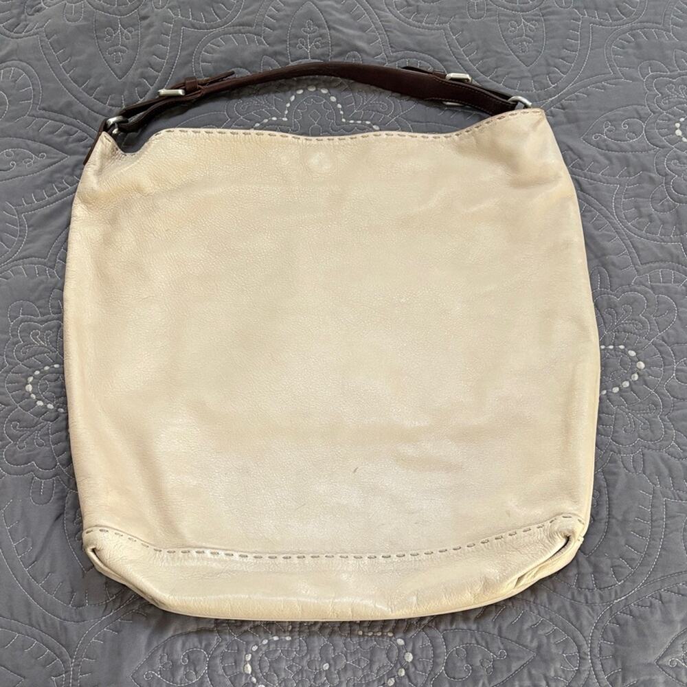 Segatta Roth Cream Italian Leather “Newport Tortora” Hobo Bag